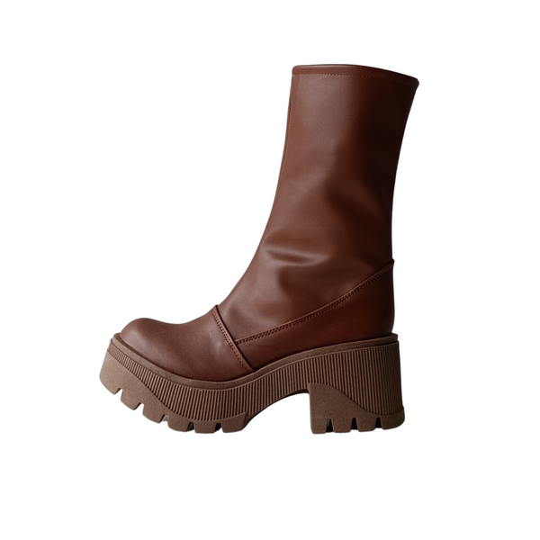 Bota Alta Plataforma Chunky Camel