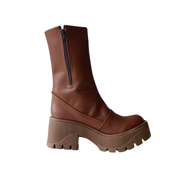 Bota Alta Plataforma Chunky Camel
