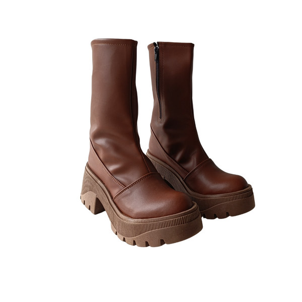 Bota Alta Plataforma Chunky Camel
