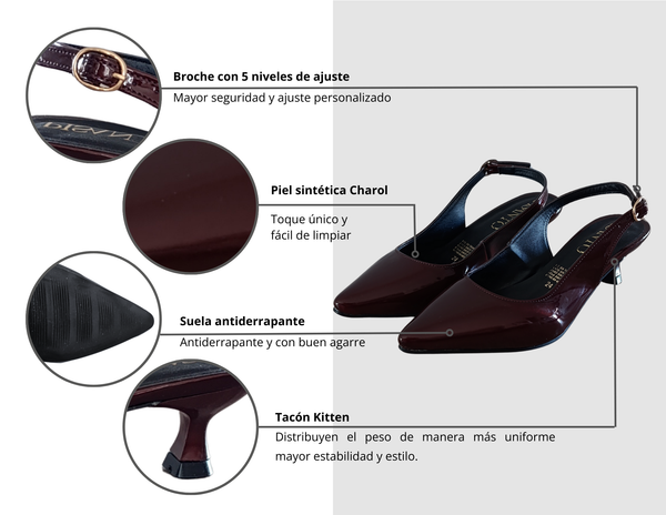 Zapatilla Charol Tinto Kitten Heels