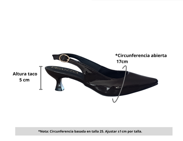 Zapatilla Charol chocolate Kitten Heels