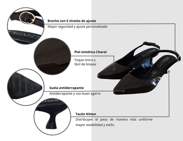 Zapatilla Charol chocolate Kitten Heels