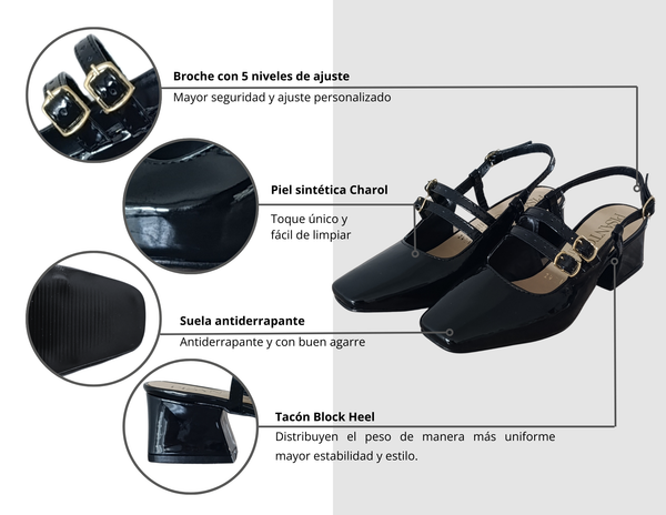 Zapatilla Mary Jane negro vintage