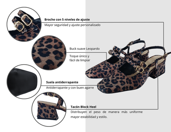Zapatilla Mary Jane Leopardo vintage