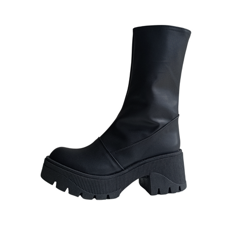 Bota Alta Plataforma Chunky Negro