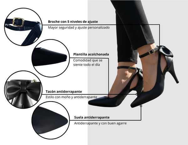 Tacón moño negro