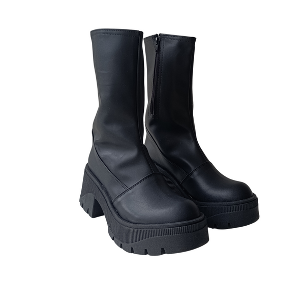 Bota Alta Plataforma Chunky Negro