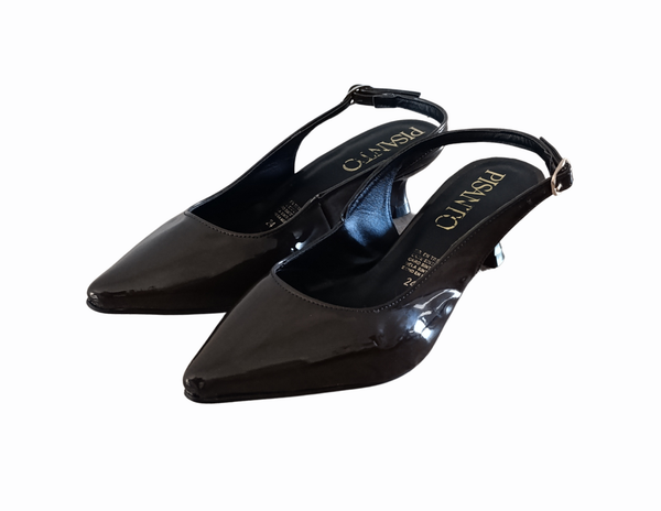 Zapatilla Charol chocolate Kitten Heels