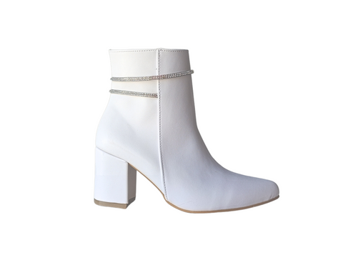 Botines Blancos Detalle Brillante