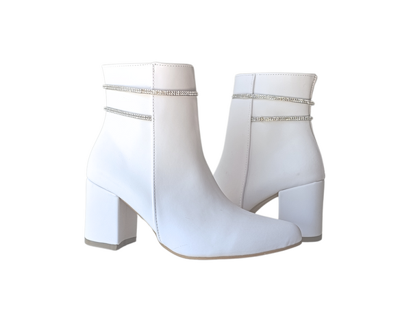 Botines Blancos Detalle Brillante