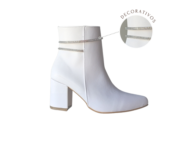 Botines Blancos Detalle Brillante