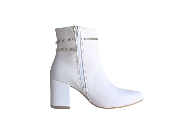 Botines Blancos Detalle Brillante