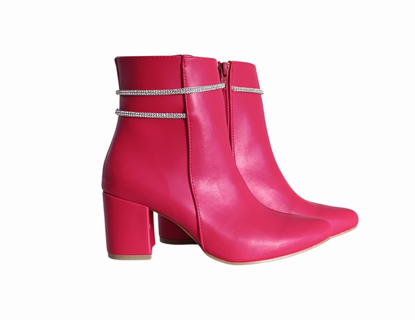 Botines Rojos Detalle Brillante