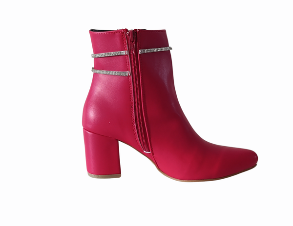 Botines Rojos Detalle Brillante