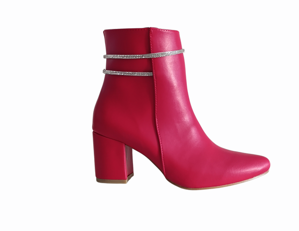 Botines Rojos Detalle Brillante