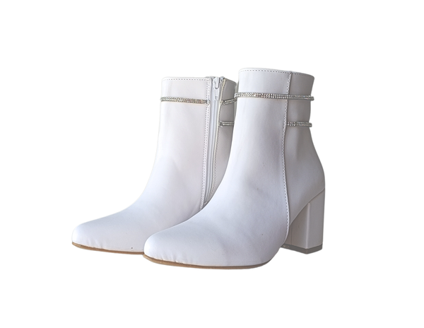 Botines Blancos Detalle Brillante