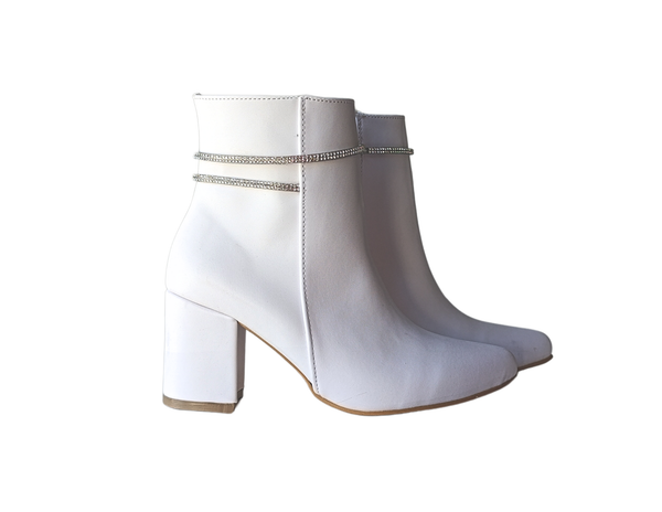 Botines Blancos Detalle Brillante