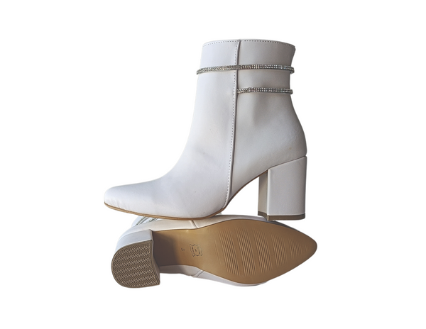 Botines Blancos Detalle Brillante