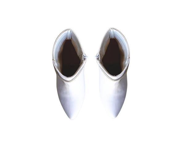 Botines Blancos Detalle Brillante