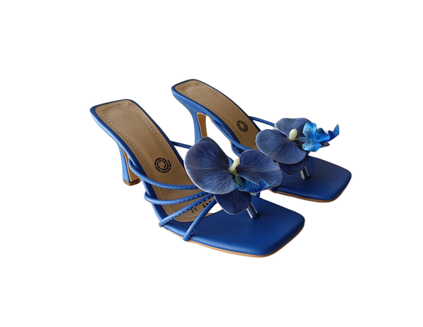 Tacones flores Azul