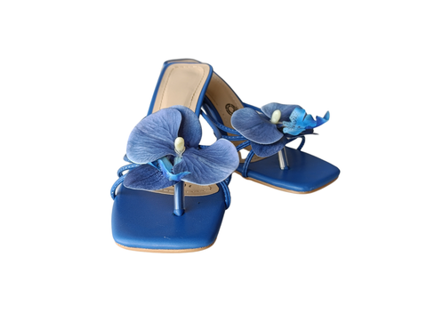 Tacones flores Azul