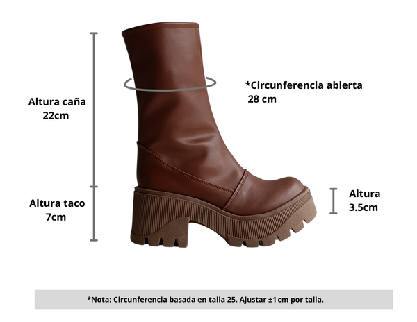 Bota Alta Plataforma Chunky Camel