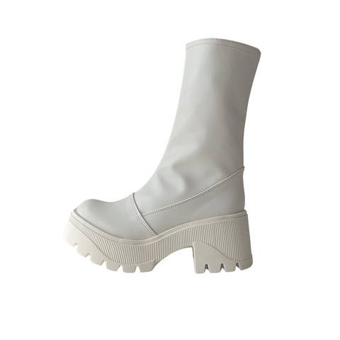 Bota Alta Plataforma Chunky blanca