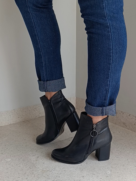 Botines Negro Mujer Con Tacón Pisanto