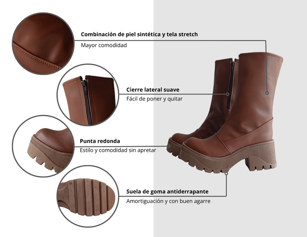 Bota Alta Plataforma Chunky Camel
