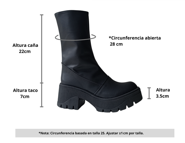 Bota Alta Plataforma Chunky Negro