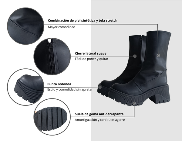 Bota Alta Plataforma Chunky Negro