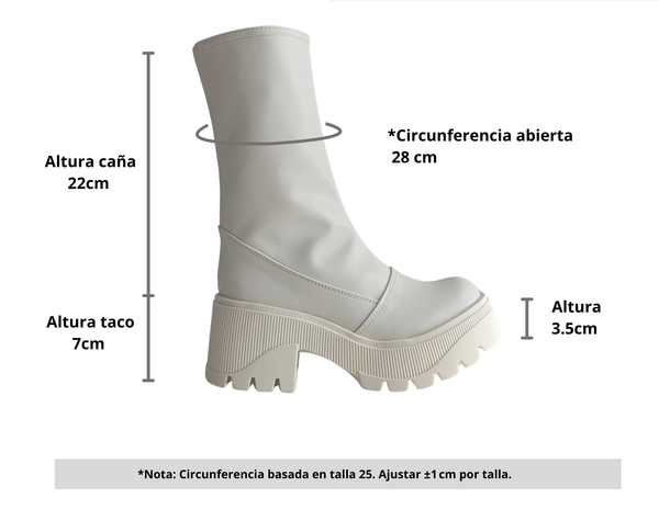 Bota Alta Plataforma Chunky blanca