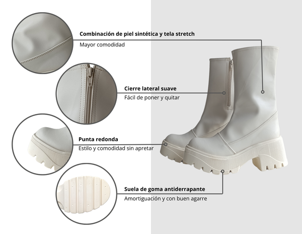 Bota Alta Plataforma Chunky blanca
