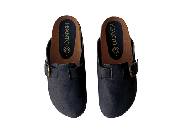 Zuecos De Gamuza Negros Suaves