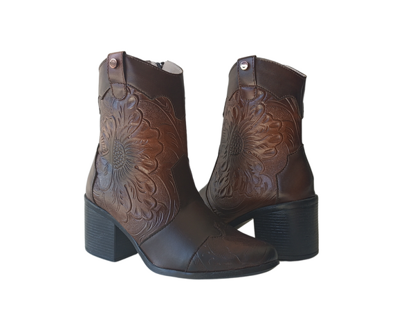 Bota Vaquera grabado floral
