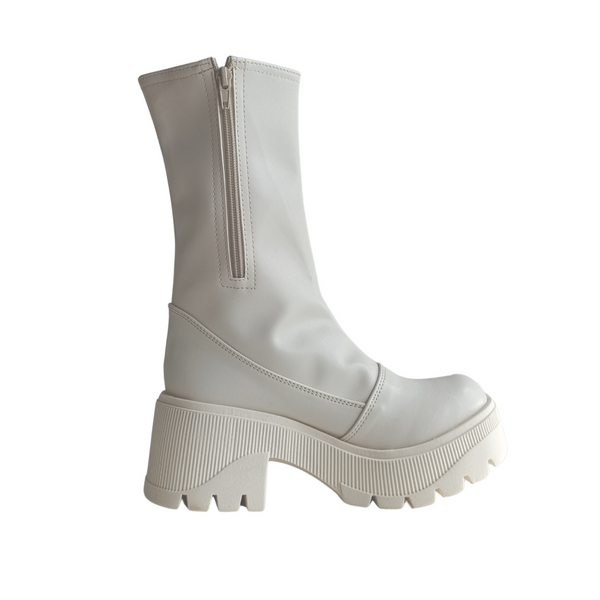 Bota Alta Plataforma Chunky blanca
