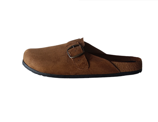 Zuecos De Gamuza Camel Suaves
