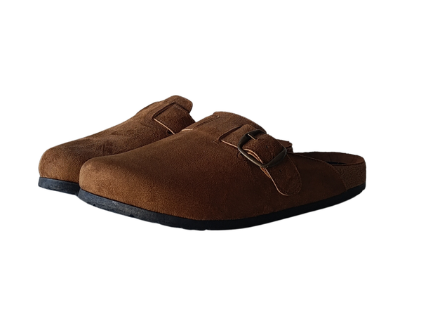 Zuecos De Gamuza Camel Suaves