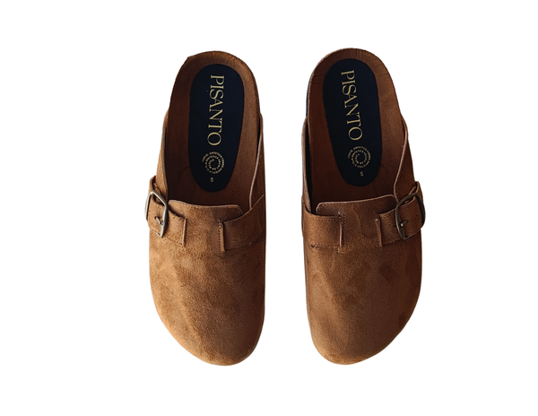 Zuecos De Gamuza Camel Suaves