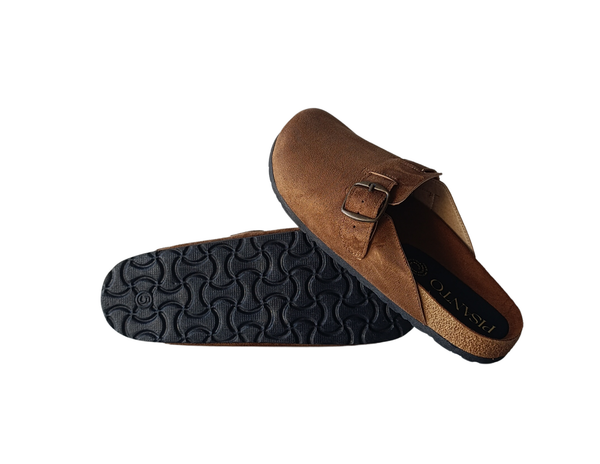 Zuecos De Gamuza Camel Suaves