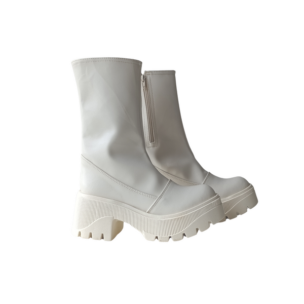 Bota Alta Plataforma Chunky blanca