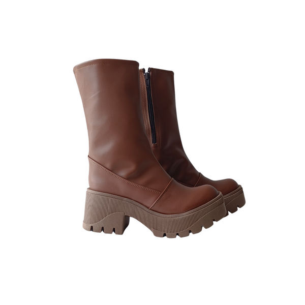 Bota Alta Plataforma Chunky Camel