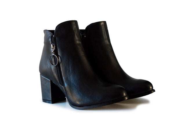 Botines Negro Mujer Con Tacón Pisanto
