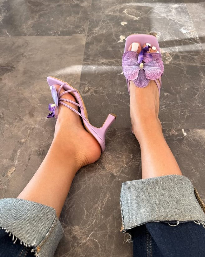 Tacones flores Morados