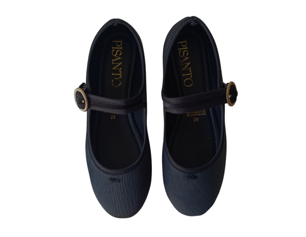 Merceditas Negro Estilo Mary Jane Terciopelo Mujer Pisanto