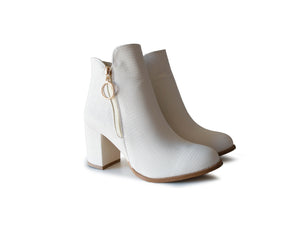 Botines Blanco textura Late Mujer Con Tacón Pisanto