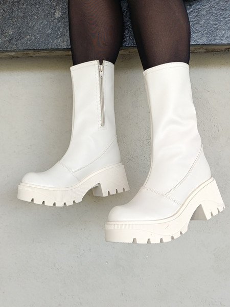 Bota Alta Plataforma Chunky blanca