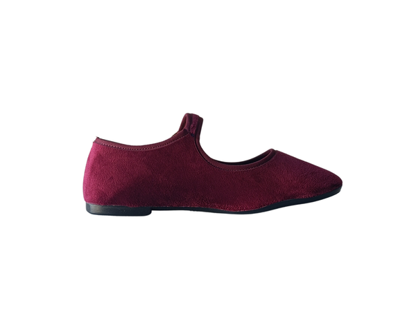 Merceditas Rojo Estilo Mary Jane Terciopelo Mujer Pisanto