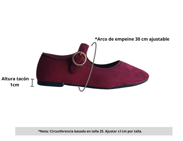 Merceditas Rojo Estilo Mary Jane Terciopelo Mujer Pisanto
