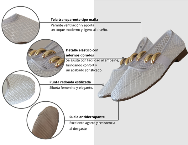 Sandalia Renata MJ de Malla blanco